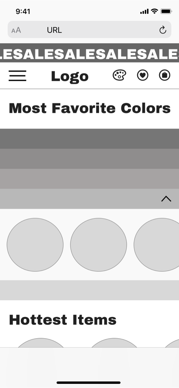 Wireframe Produktliste