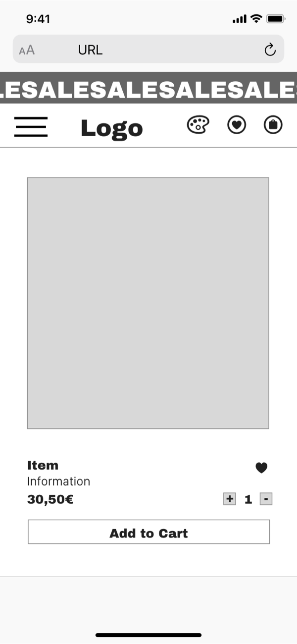 Wireframe Produktdetail